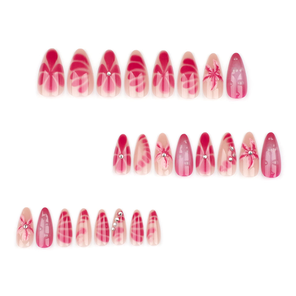 Crystal Accent 3D rhinestone press-on nails