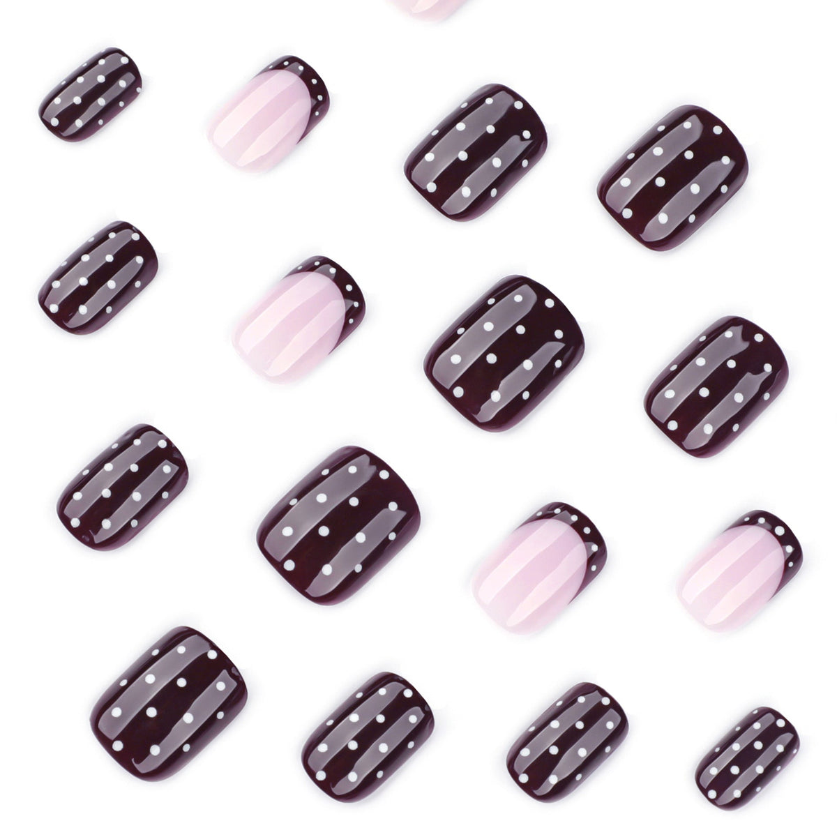 Merlot Dot short square wine red press-on nails