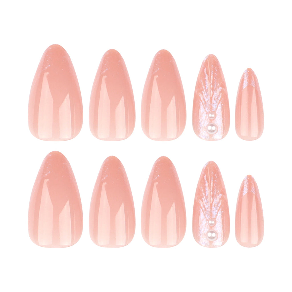 Nude Shell Almond 3D press-on nails