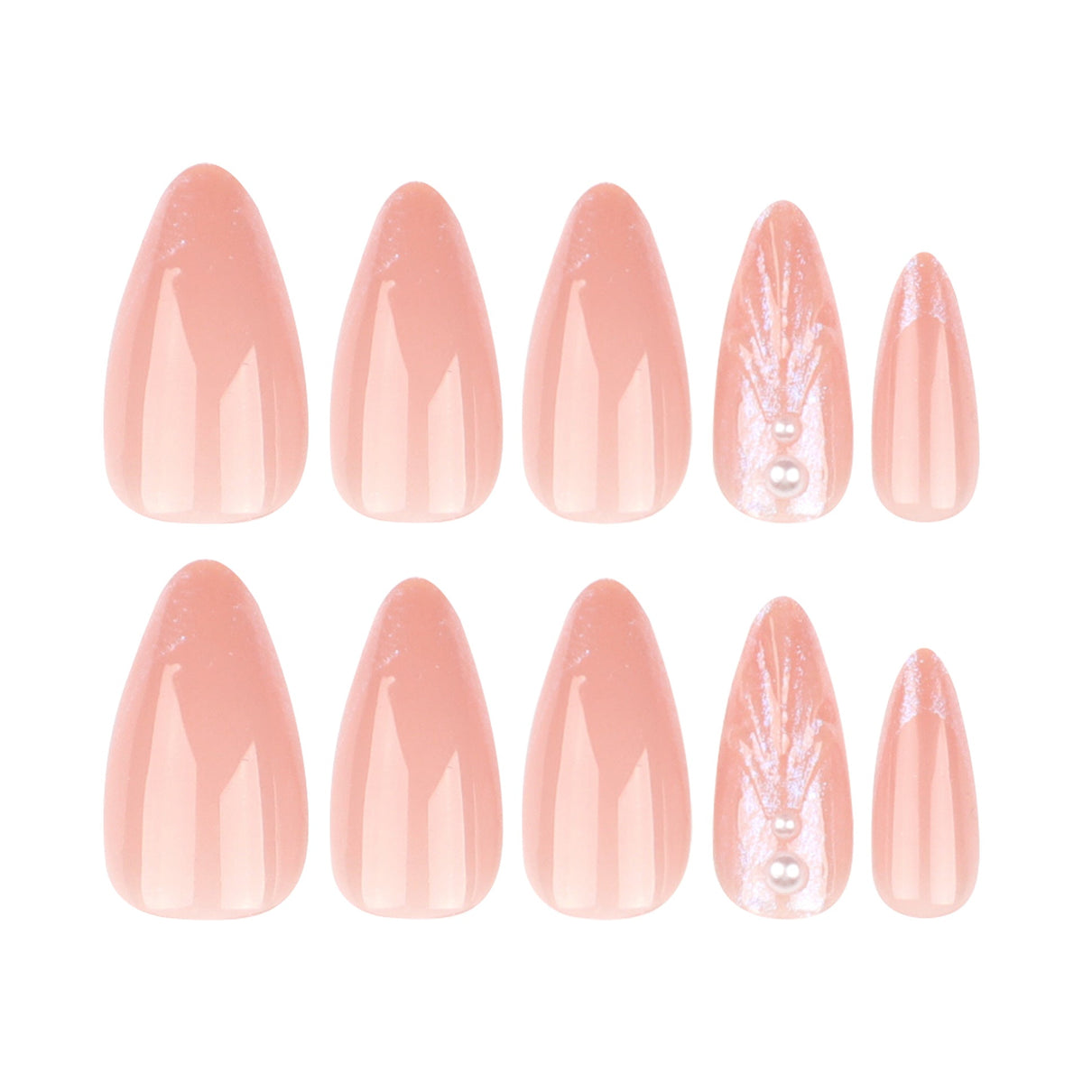 Nude Shell Almond 3D press-on nails