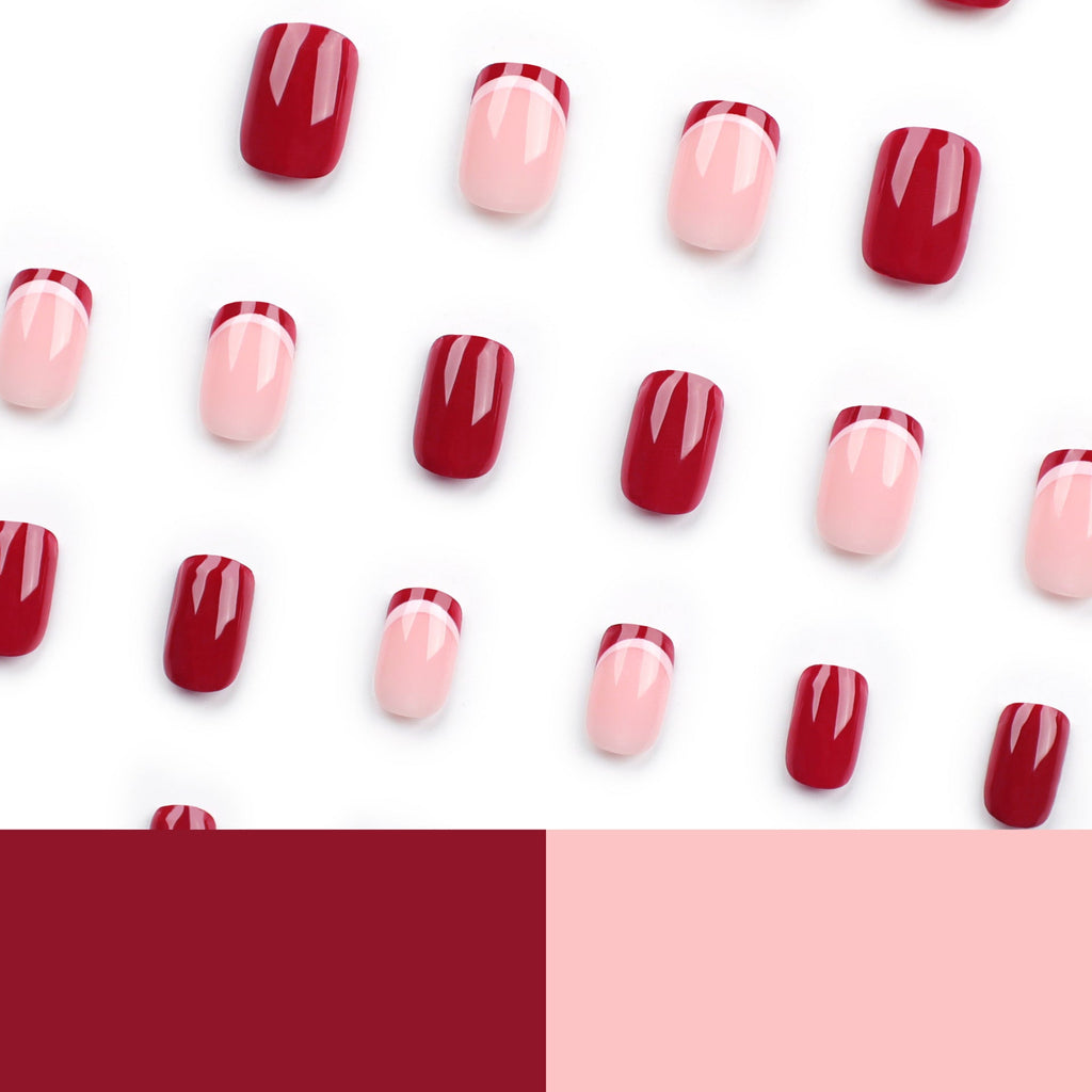 Burgundy Solid short press-on nails