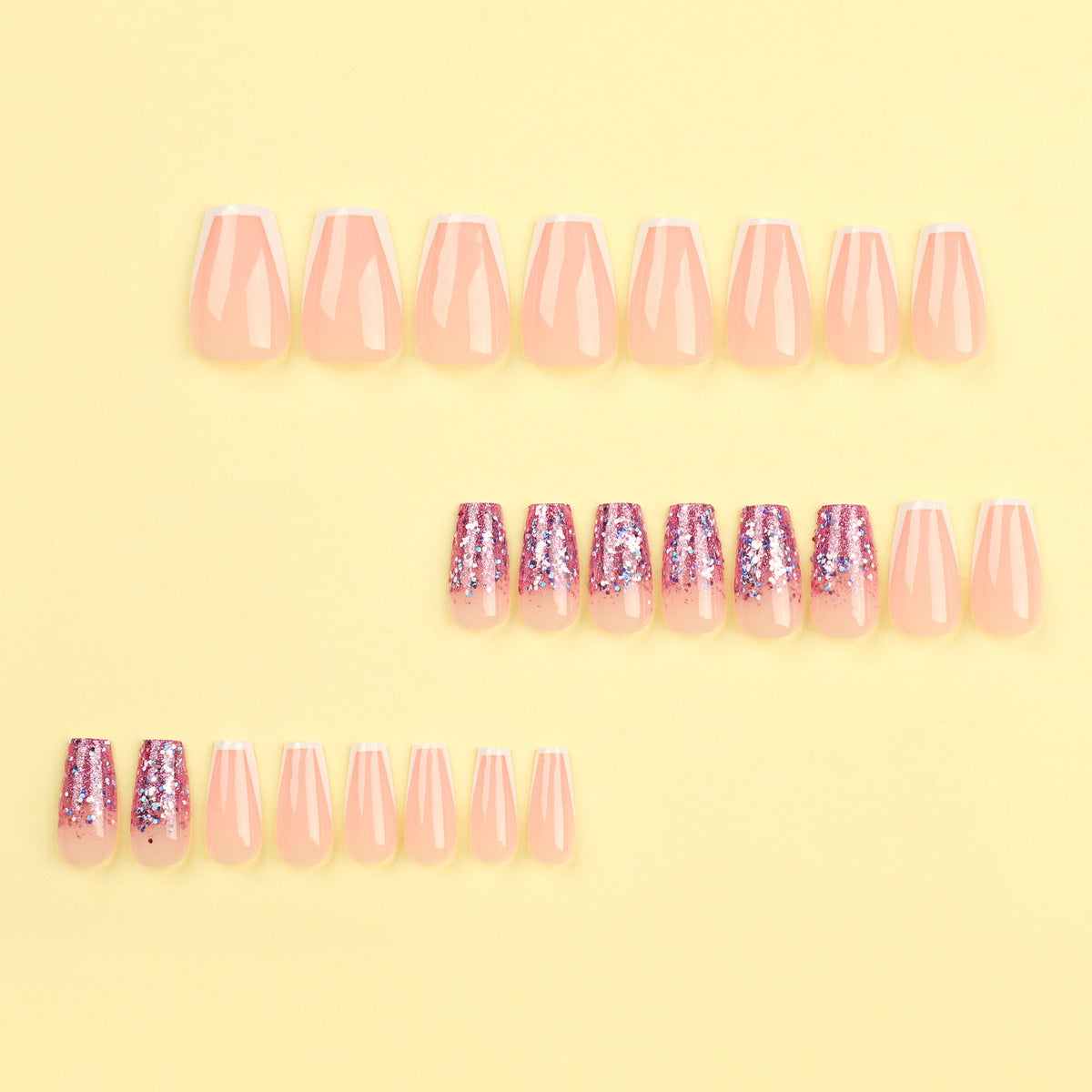 Purple Sparkle French ballet press-on nails