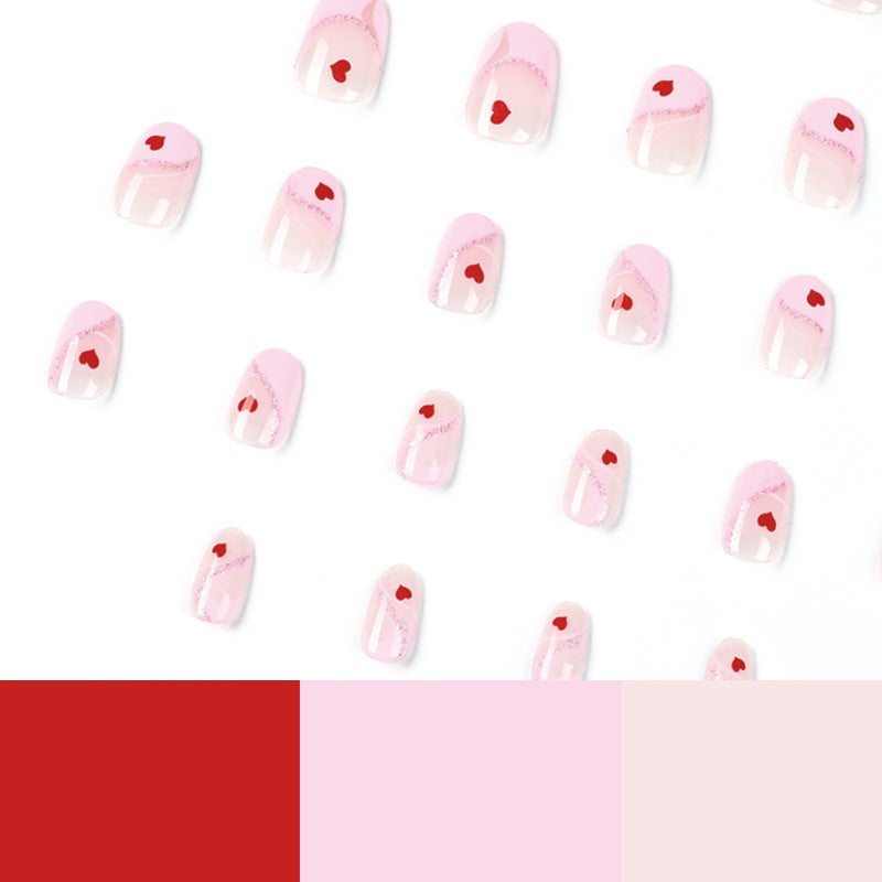 Sweetheart Swirl pink and red heart press-on nails, alternate view 4