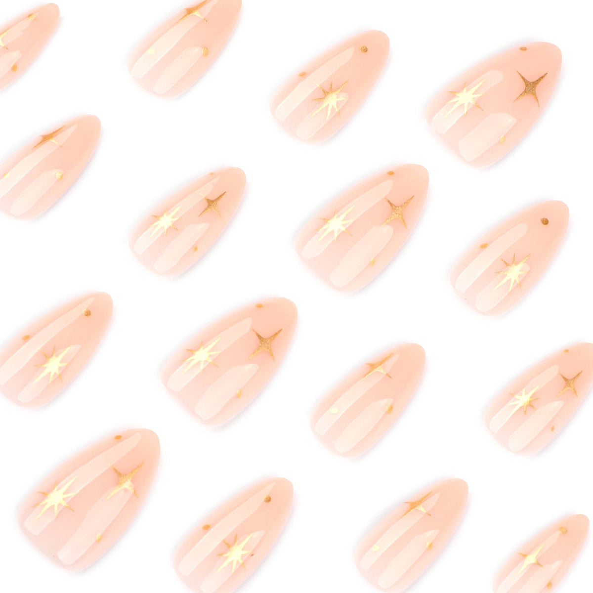 Starlight Metal almond press-on nails