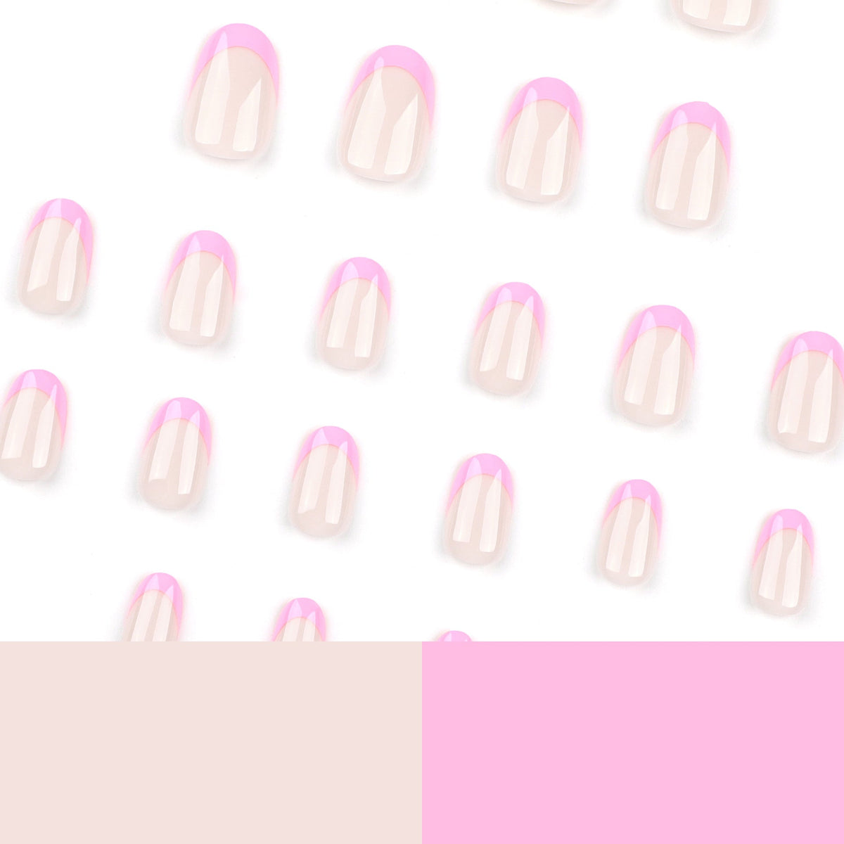 Rose French short round press-on nails