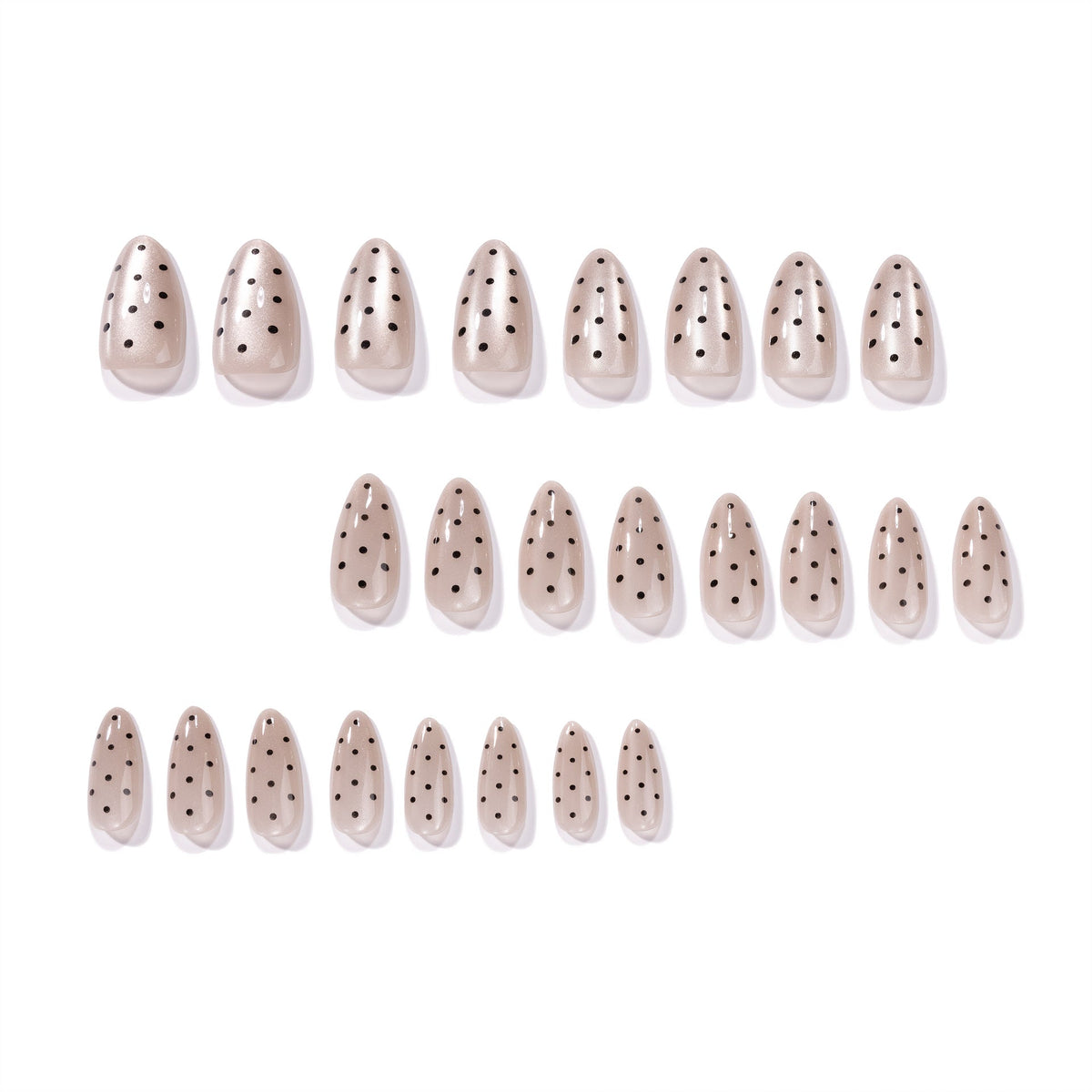 Sheer Nude Dot almond press-on nails