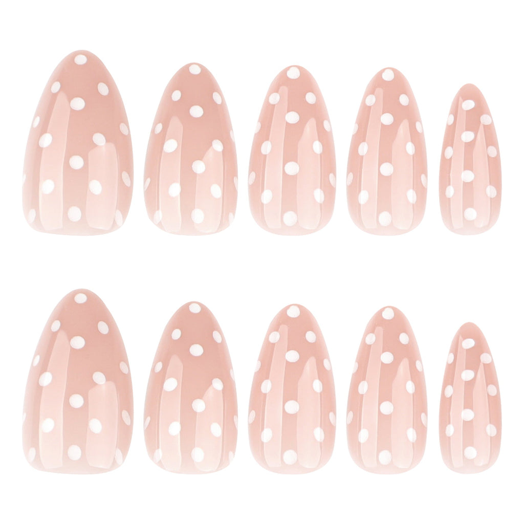 White Dot Almond short press-on nails, alternate view 5