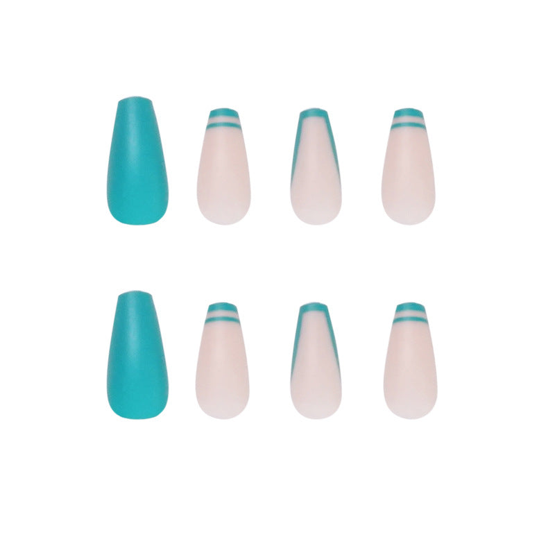 Lake Blue French blue and white press-on nails