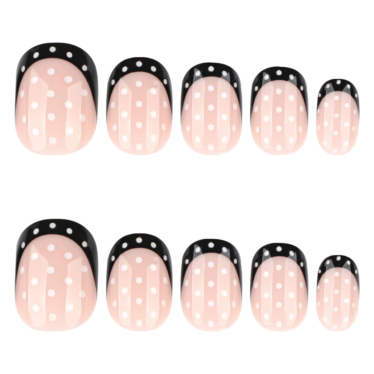 Noir Dot French short square press-on nails