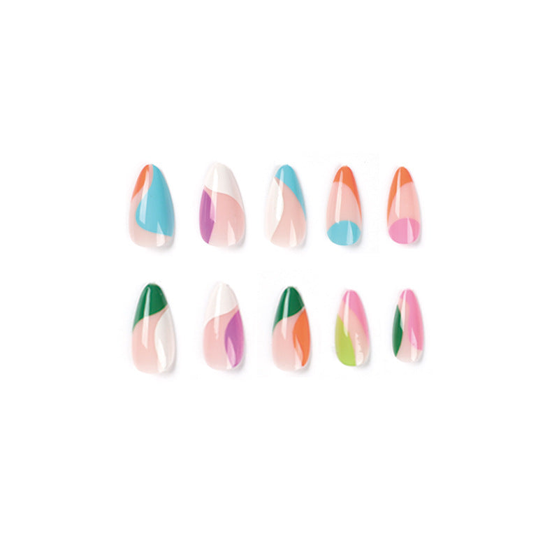Color French medium-long press-on nails