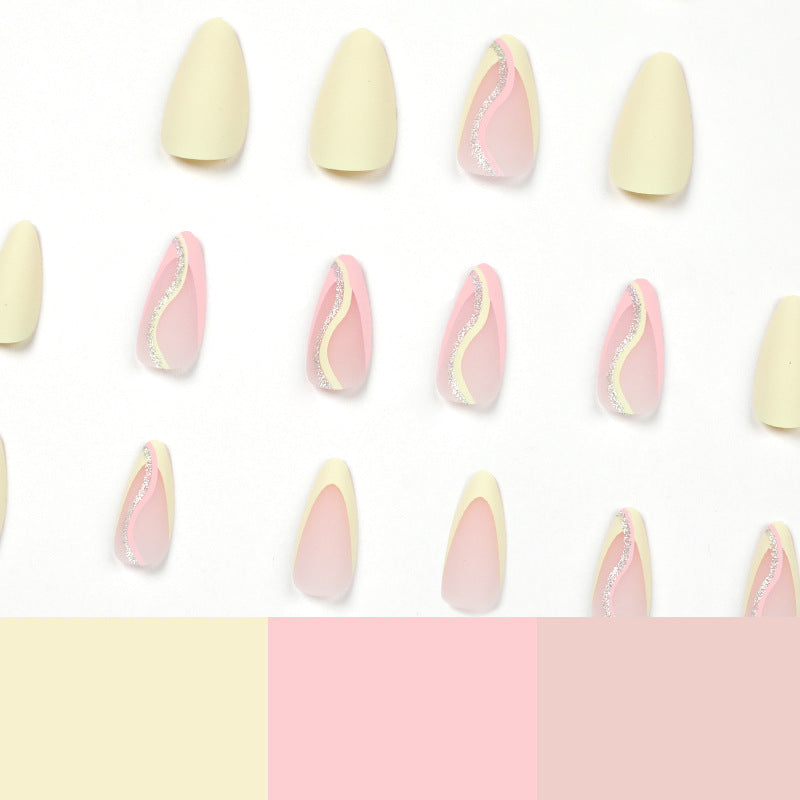 Pastel Line French matte glitter press-on nails