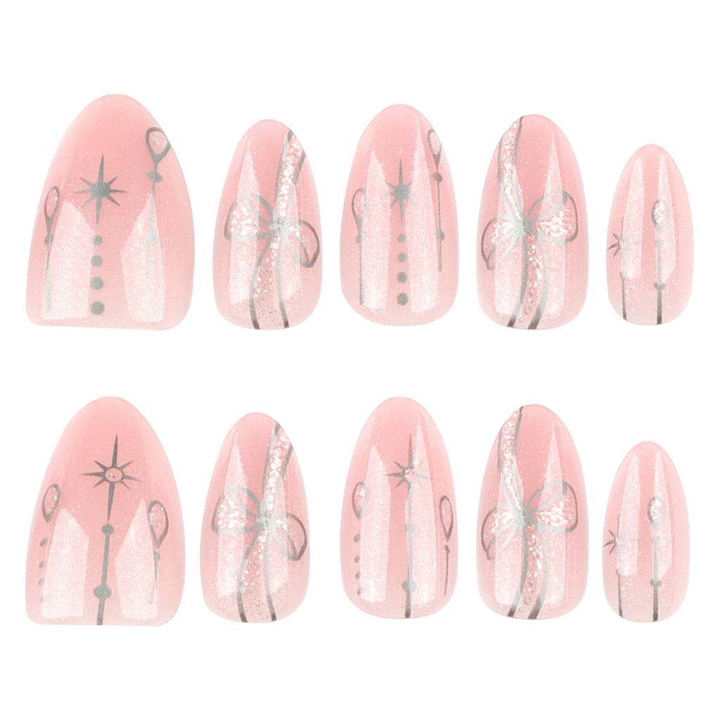 Blush Boheme short almond press-on nails