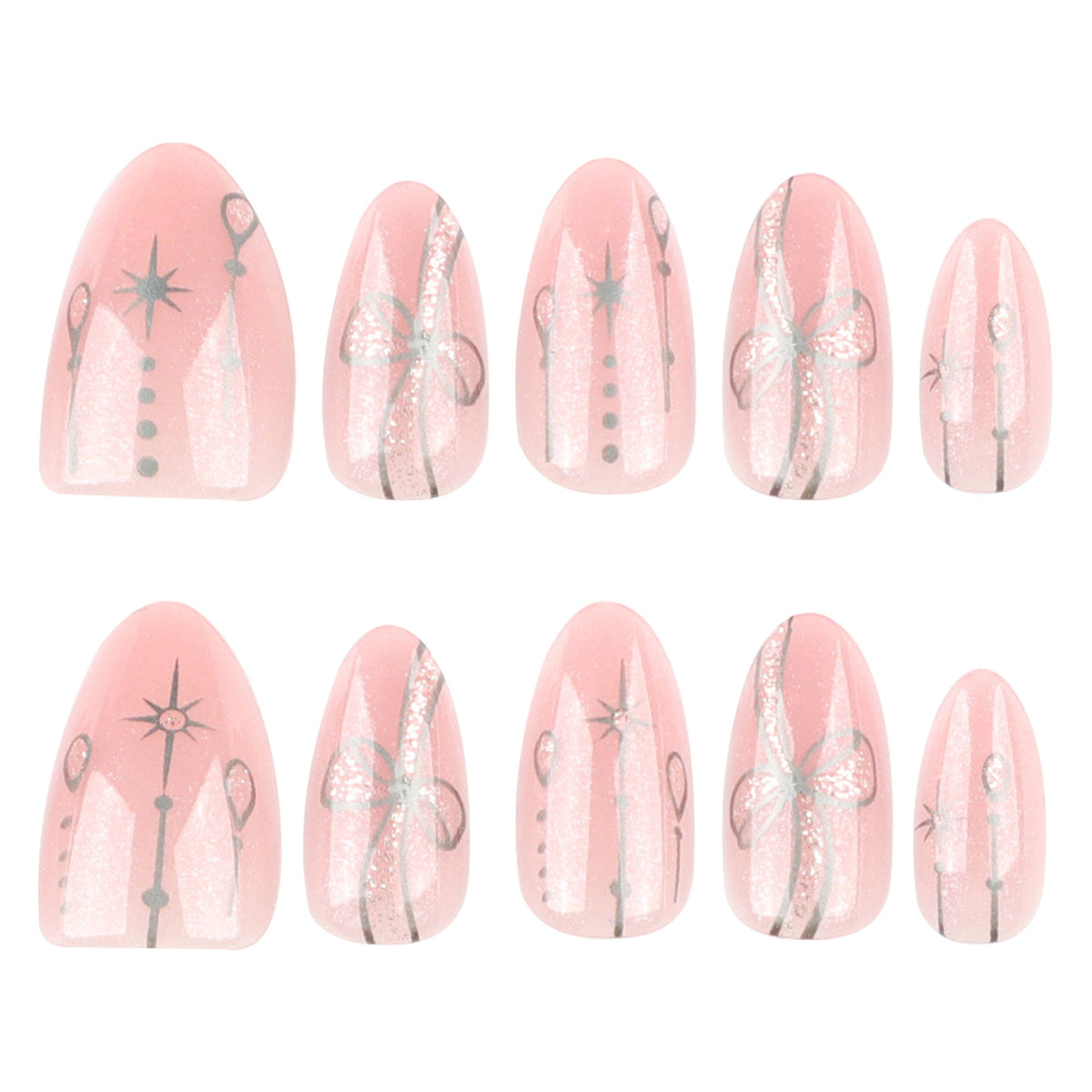 Blush Boheme short almond press-on nails