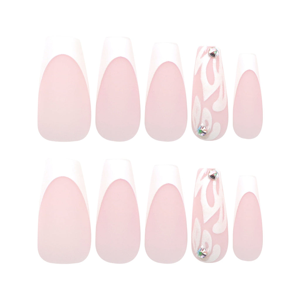 Silver Blossom French press-on nails