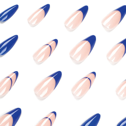 Blue French Minimal press-on nails