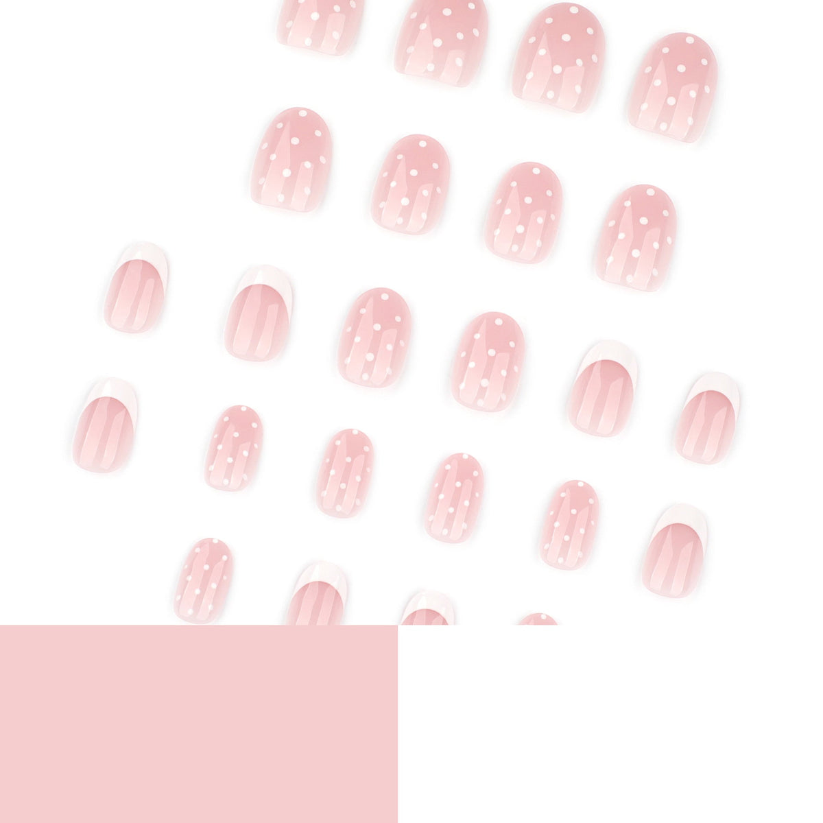 Blush Dot French pink polka dot press-on nails
