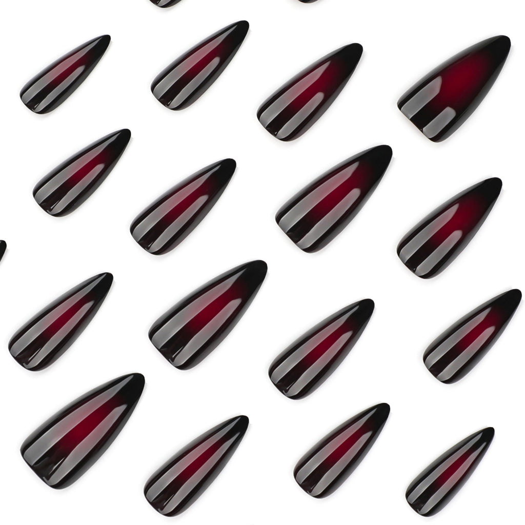 Gothic Black Ombre short almond press-on nails