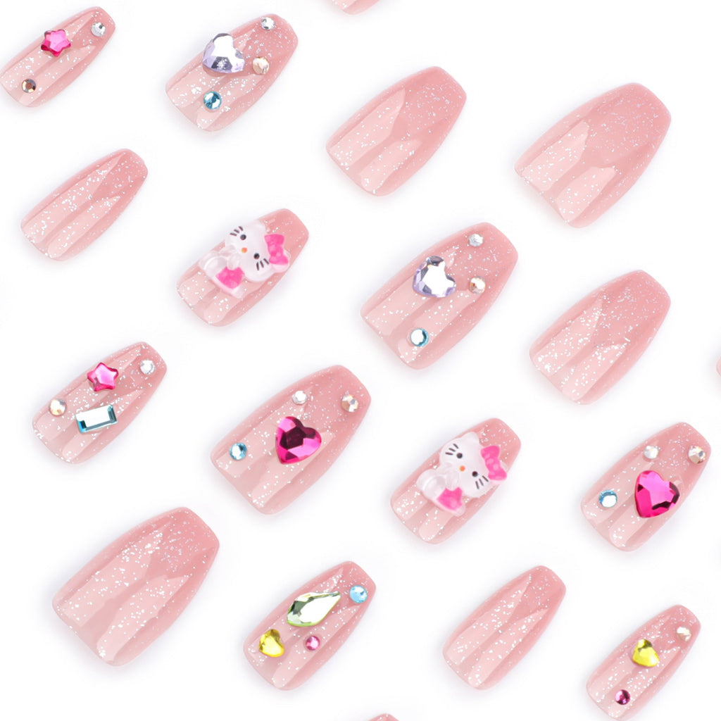 Gemstone Ballet short rhinestone press-on nails