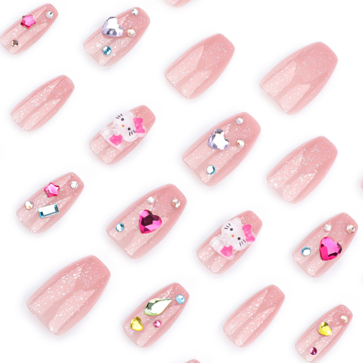 Gemstone Ballet short rhinestone press-on nails