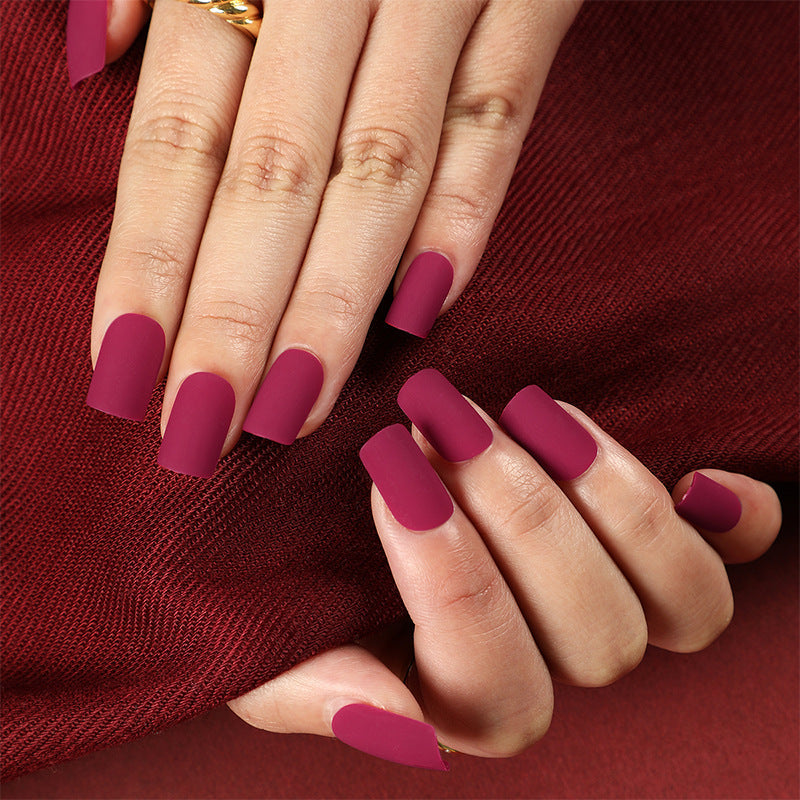 Matte Color Block square press-on nail collection