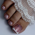 Clean Stripe French press-on toenails
