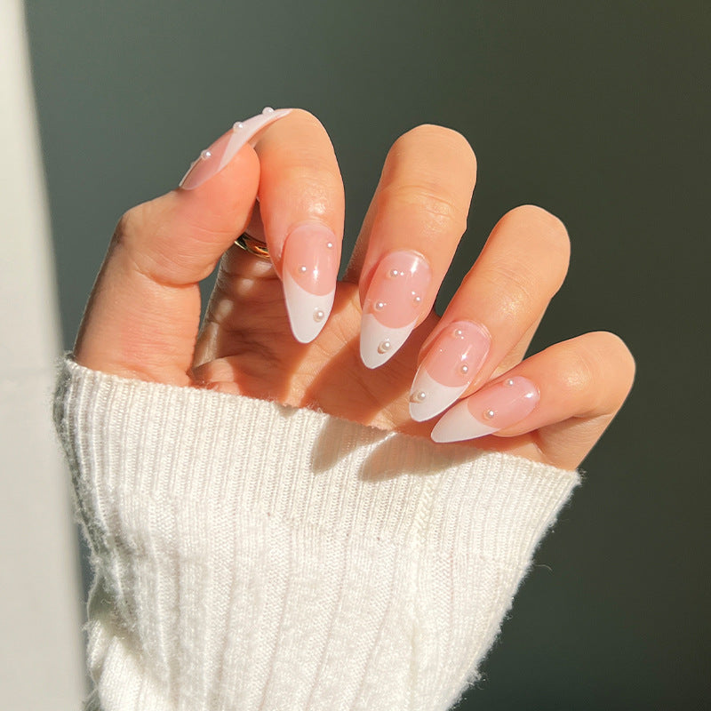 Pearl Drop French white press-on nails