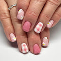 White Daisy short square press-on nails