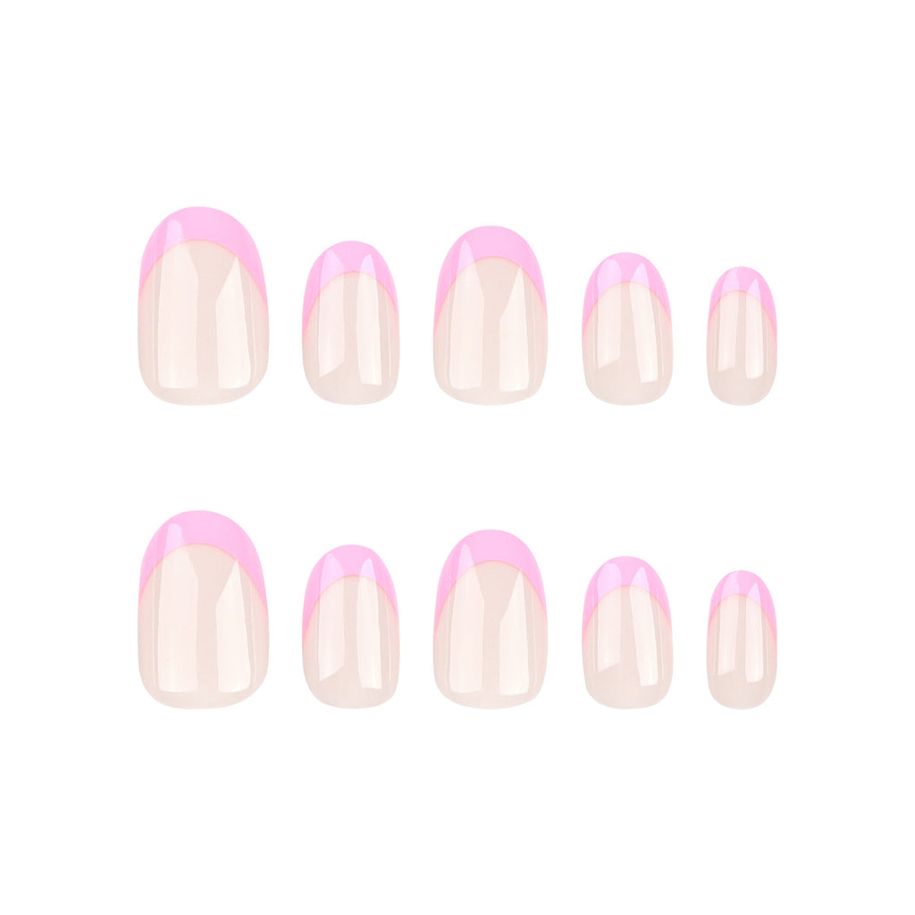 Rose French short round press-on nails