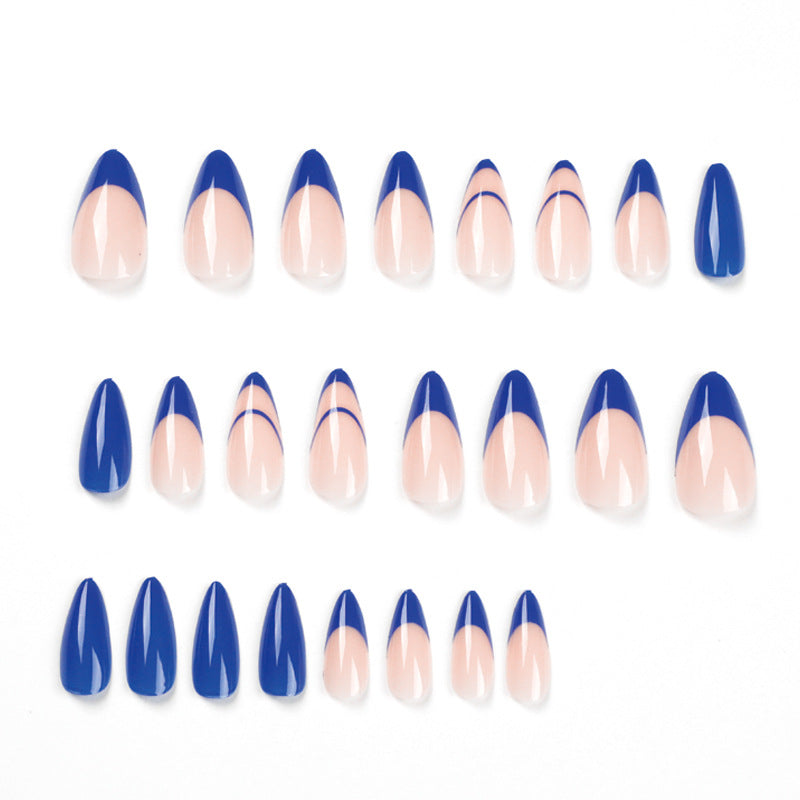 Blue French Minimal press-on nails