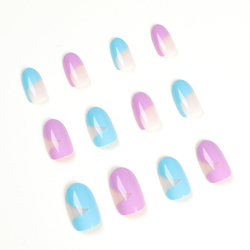 Colorblock French press-on nails