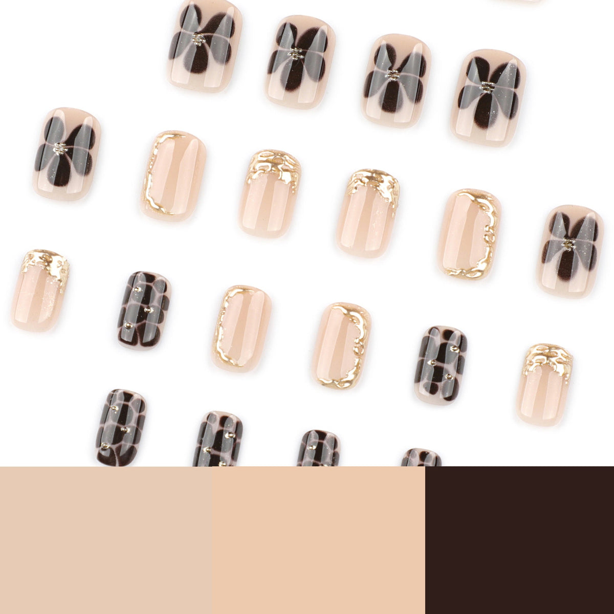 Cocoa Petal 3D short square press-on nails