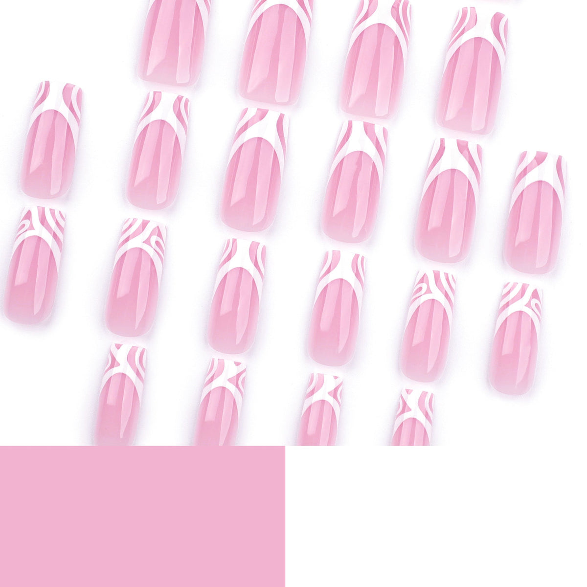 Pink Abstract French square press-on nails