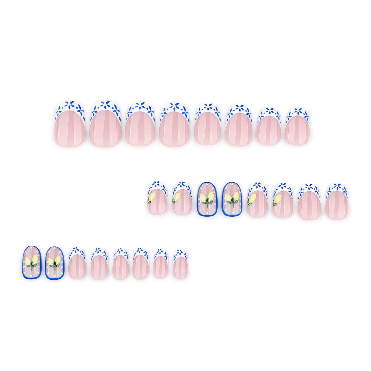 Citrus Daisy lemon and floral press-on nails