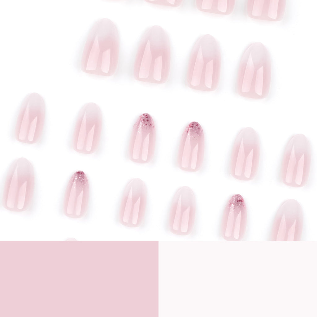 Blush Fade French short press-on nails