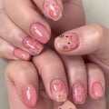 Pink Bow short square press-on nails
