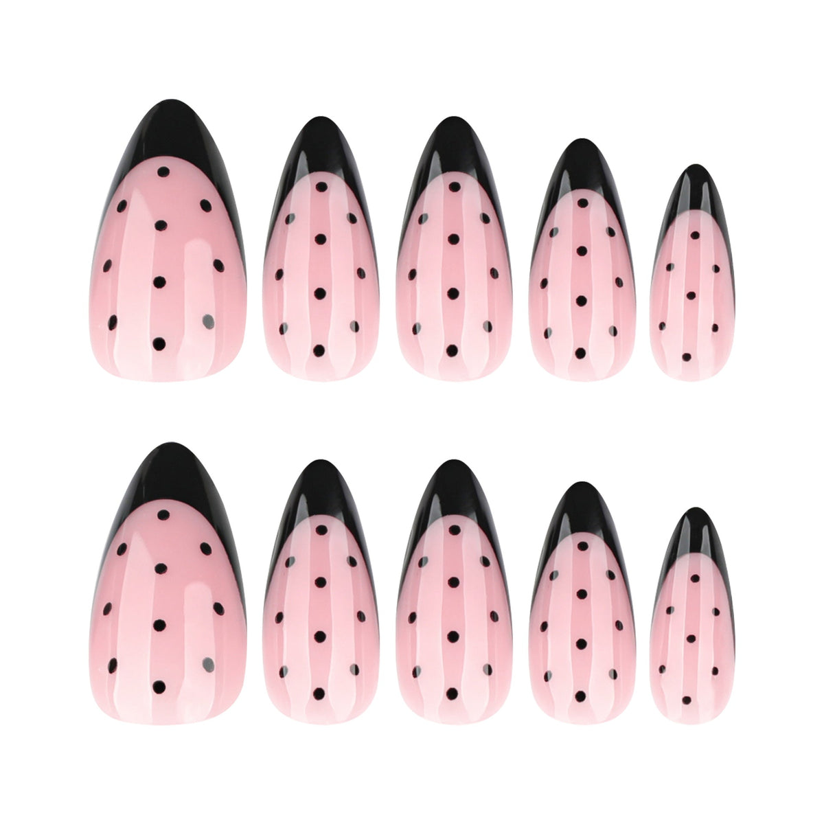 Noir Dot French almond press-on nails