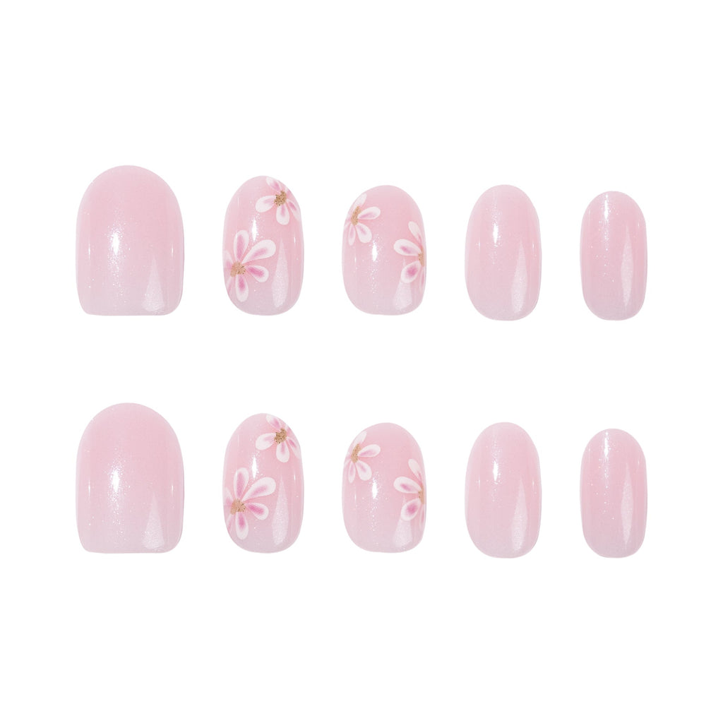 Soft Pink Blossom short oval press-on nails