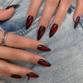 Gothic Black Ombre short almond press-on nails