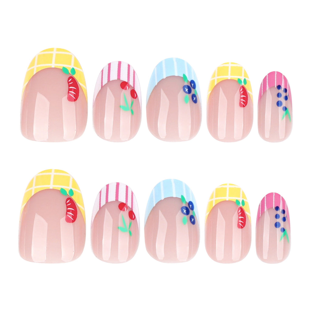 Fruit Pop French short round press-on nails