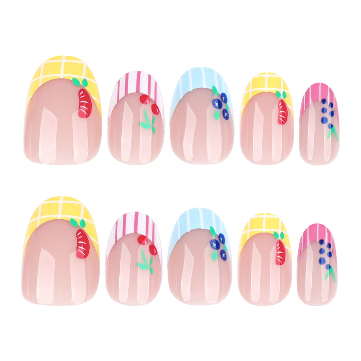Fruit Pop French short round press-on nails