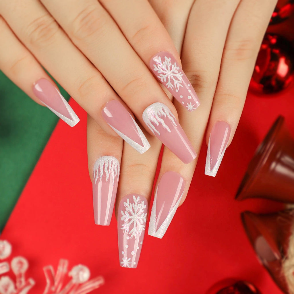 Snowflake Noel Christmas press-on nails