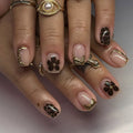 Cocoa Petal 3D short square press-on nails