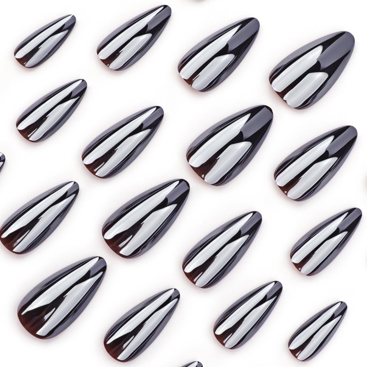 Midnight Almond short black press-on nails