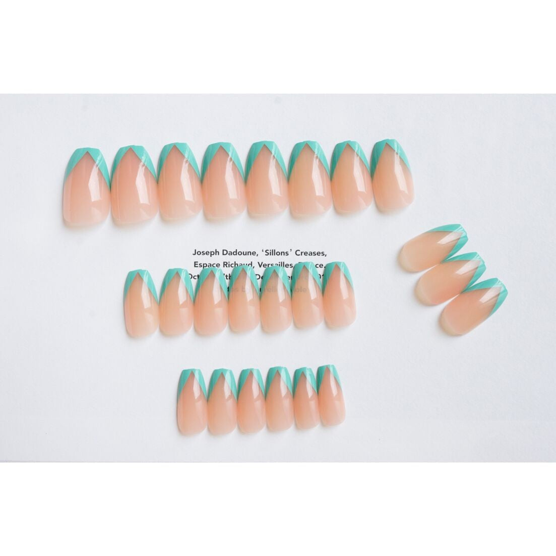 Lagoon Oblique French blue-green press-on nails