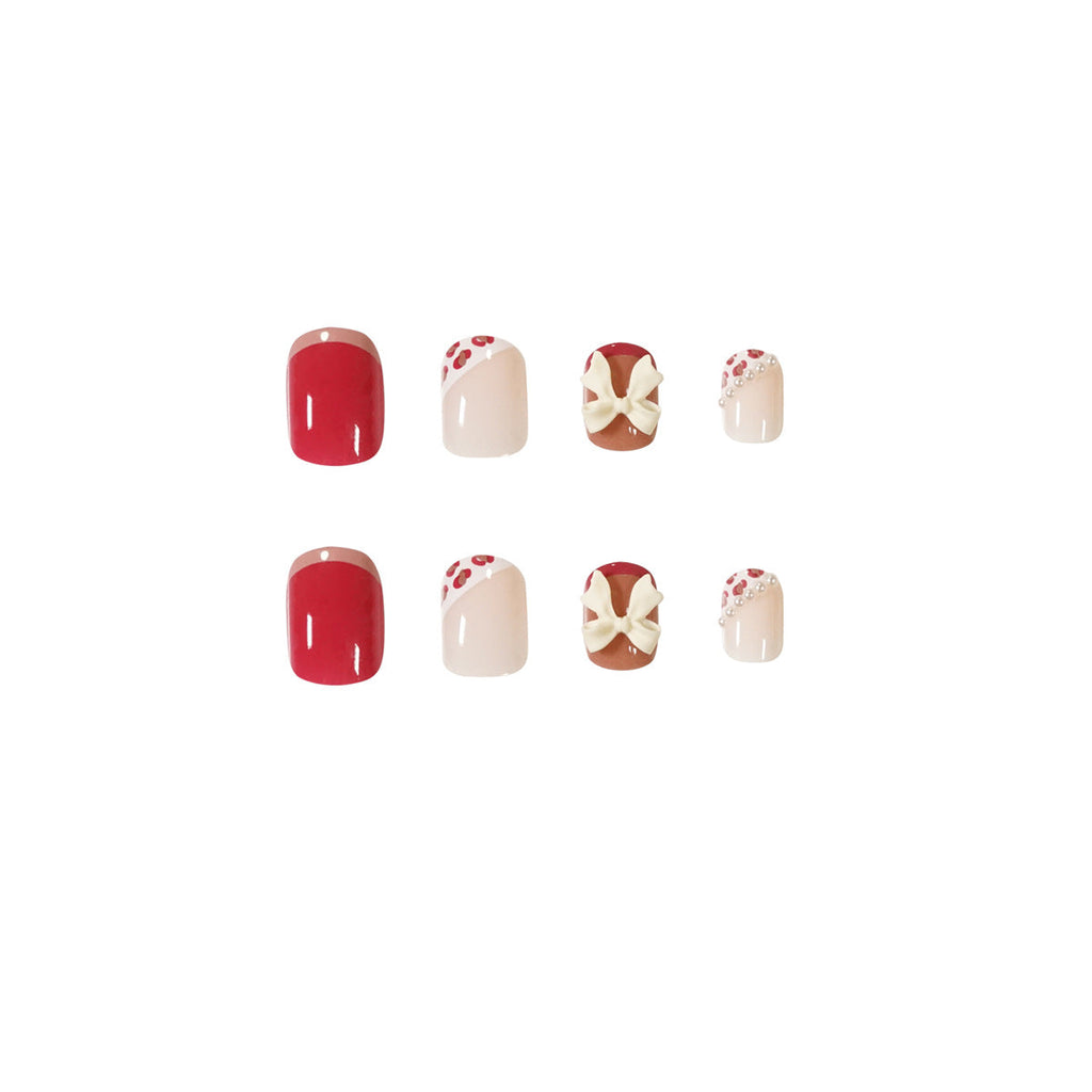 Pearl Leopard Blush press-on nails