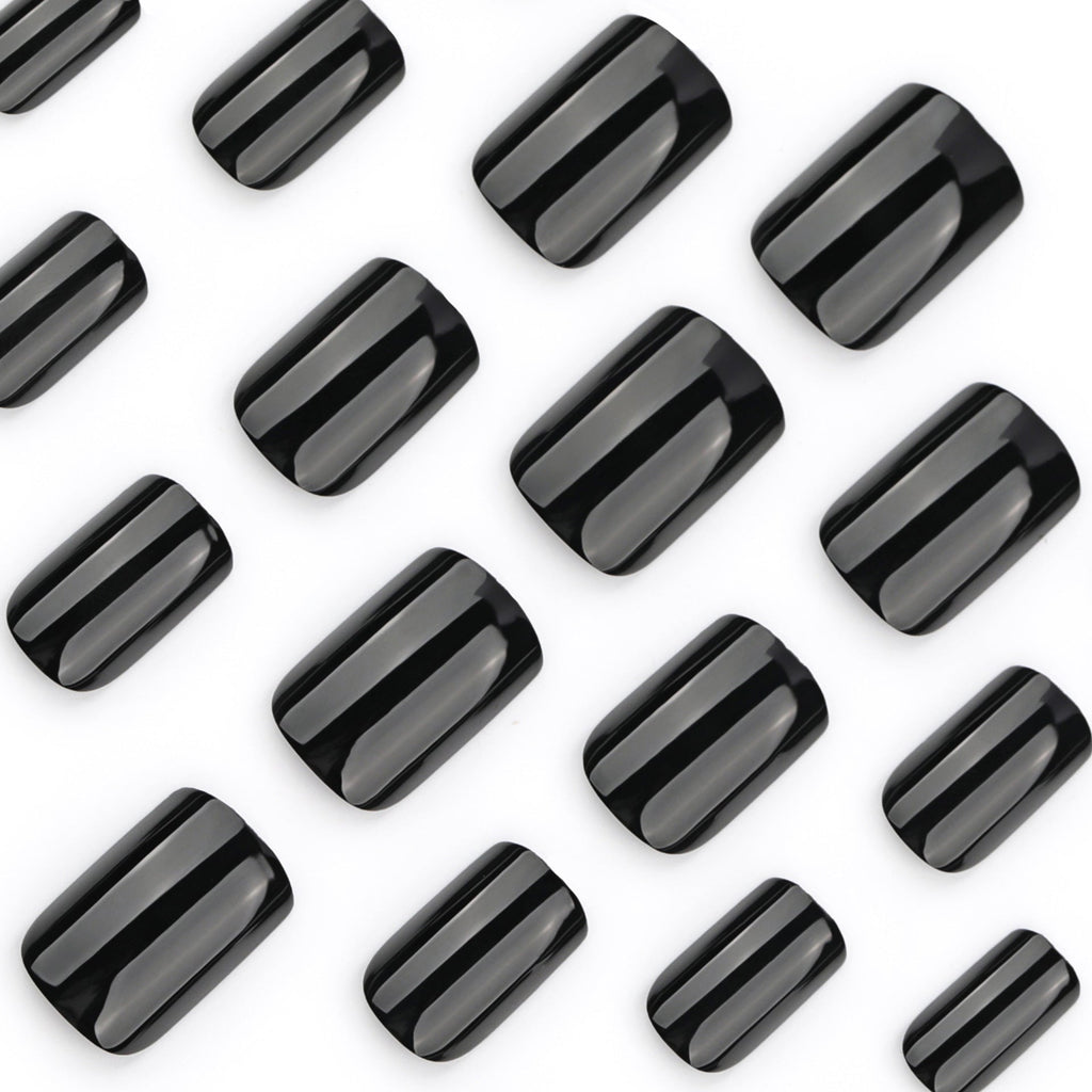 Midnight Black solid press-on nails