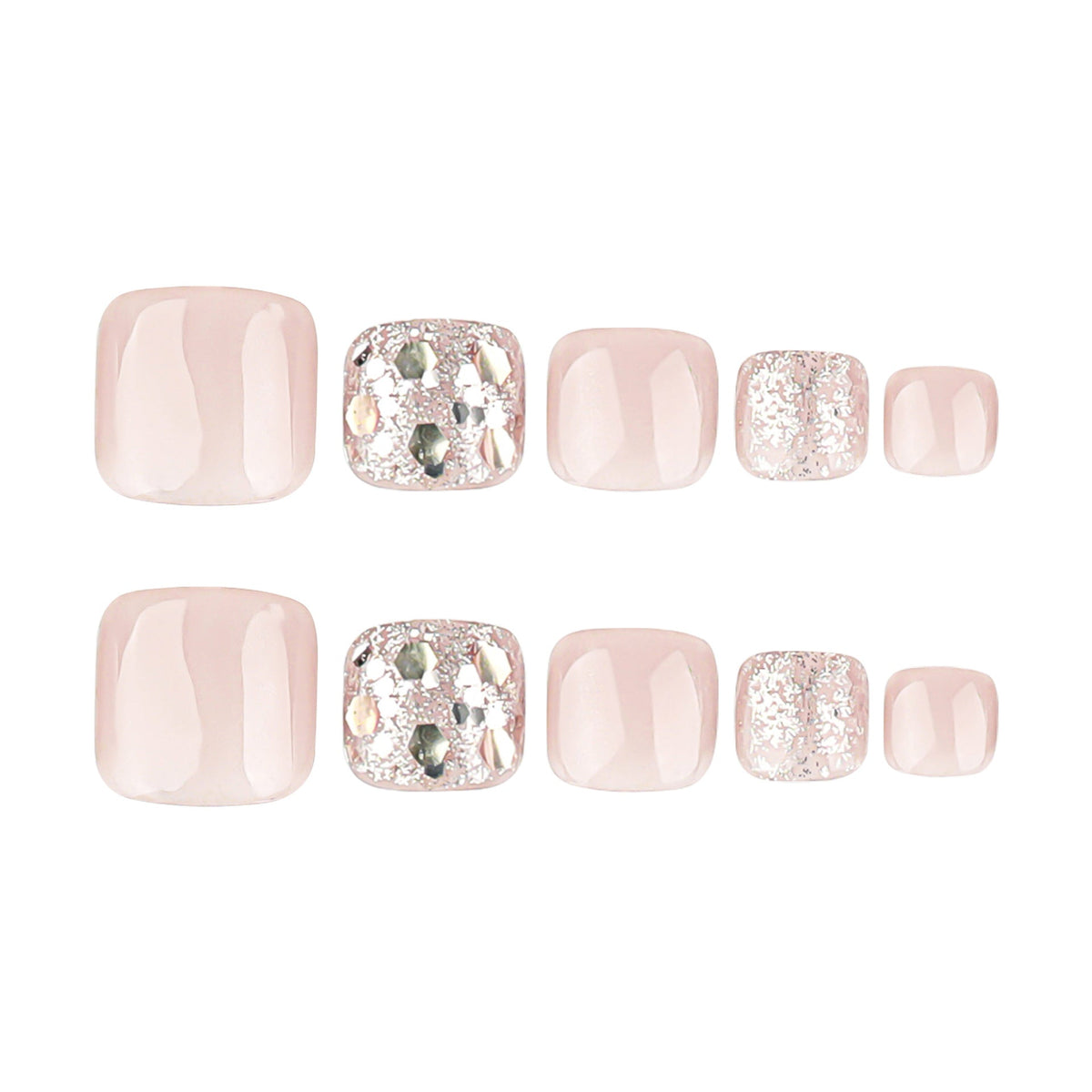 Starlit Cat Eye glitter press-on toenails
