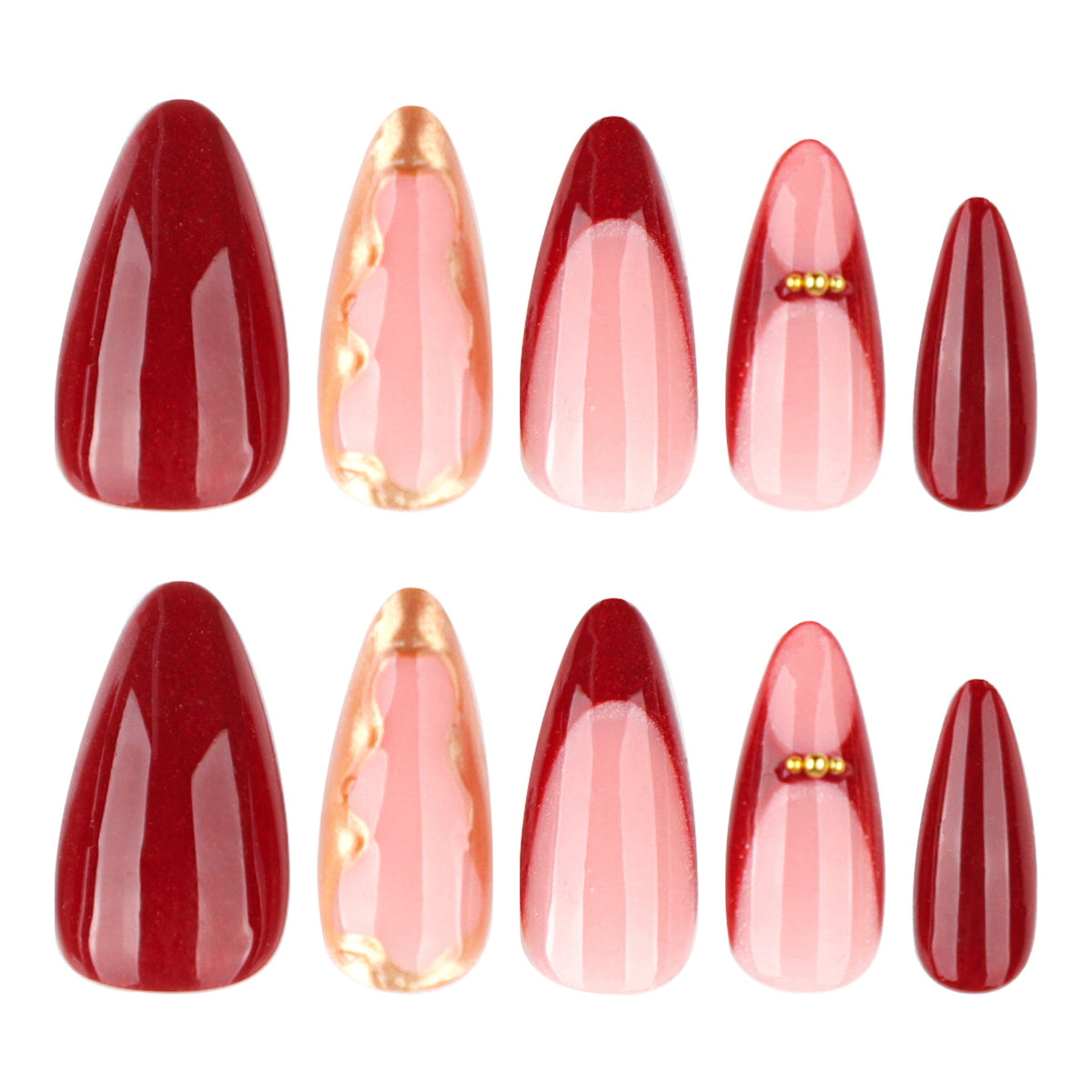 Scarlet French Almond red press-on nails