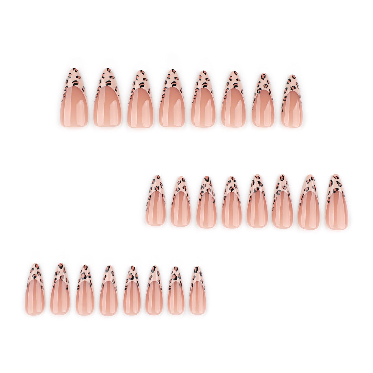 Leopard French Almond press-on nails