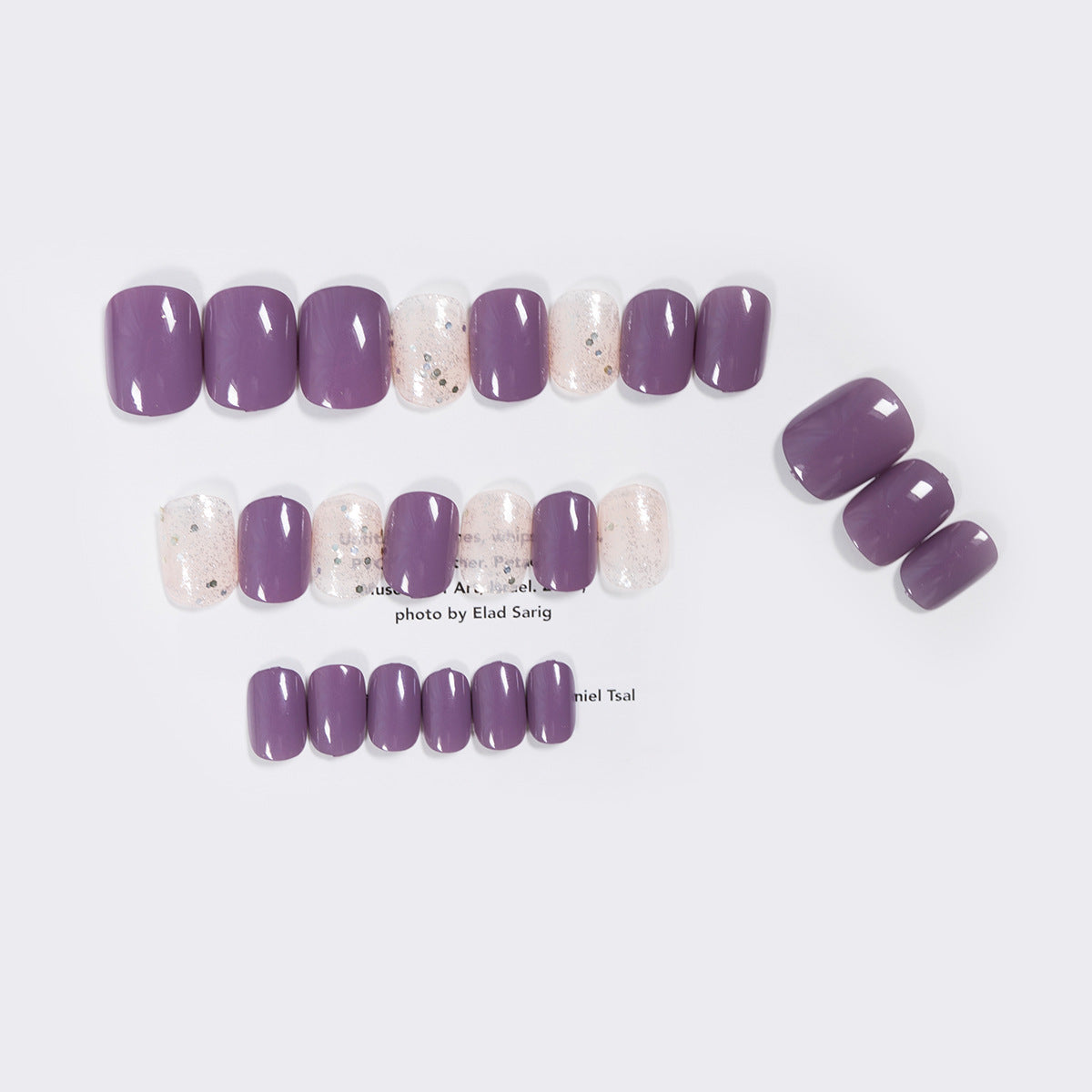Rattan Purple Glitter short press-on nails